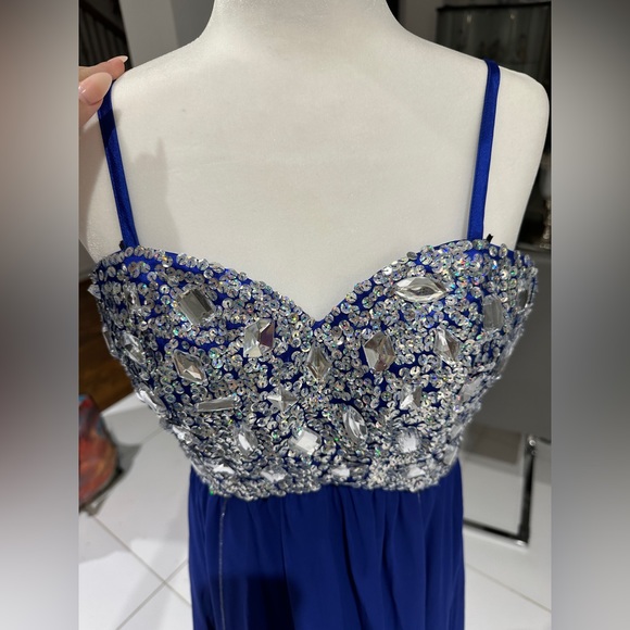 Long Blue Party Dress - Picture 2 of 6